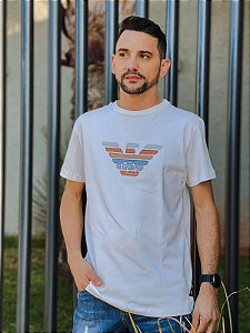 Camiseta Empório Armani Masculina Off White Bordada
