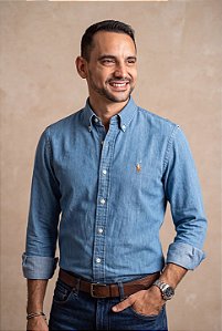 Camisa Ralph Lauren Masculina Jeans Claro Pony Colorido