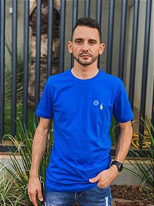 Camiseta Ralph Lauren Masculina Custom Slim Fit Azul França Pony Amarelo