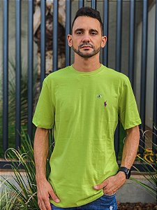 Camiseta Ralph Lauren Masculina Custom Slim Fit Verde Lima Pony Roxo