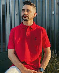Camisa Polo Ralph Lauren Masculina Custom Fit Vermelho Red Pony Colorido