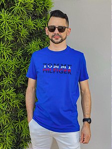 Camiseta Slim Fit Bordado Tricolor Azul Bic