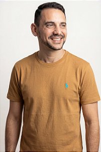 Camiseta Ralph Lauren Masculina Custom Slim Fit Pão de Mel Pony Azul Celeste