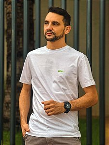 Camiseta Boss Branca Em Cotton Egípcio Logotipo Na Cor Verde Lima