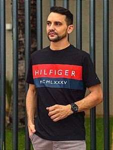 Camiseta Tommy Hilfiger Masculina Regular Fit Em Algodão Egípcio Hilfiger MCMLXXXV