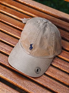 Boné Ralph Lauren Classic Marrom Claro Pony Azul Bic