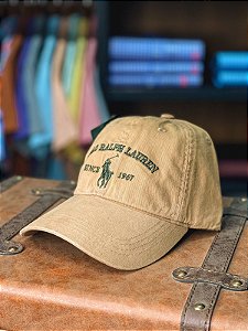 Boné Ralph Lauren Marrom Claro Polo 1967 Verde Musgo