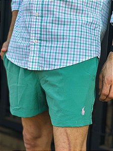 Shorts Beach Ralph Lauren Verde Esmeralda Pony Rosa Bebê