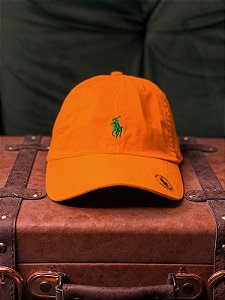 Boné Ralph Lauren Classic Laranja Pony Verde