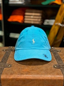 Boné Ralph Lauren Classic Azul Céu Pony Verde Água