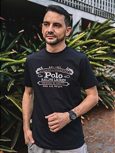 Camiseta Polo Ralph Lauren Preta Slim Fit Bordado Original RL Quality