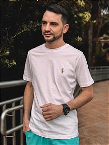 Camiseta Ralph Lauren Masculina Custom Slim Fit Branca Pony Colorido