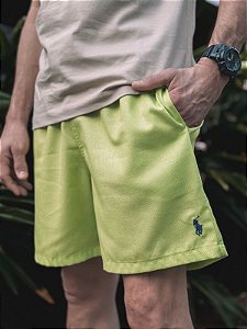 Shorts Ralph Lauren Linho Verde Lima Pony Azul Bic