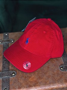 Boné Ralph Lauren Classic Vermelho Pony Azul Bic