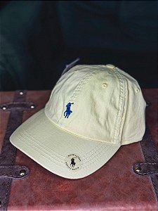 Boné Ralph Lauren Classic Amarelo Pony Azul Celeste
