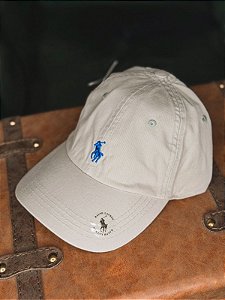 Boné Ralph Lauren Classic Cinza Claro Pony Azul Bic