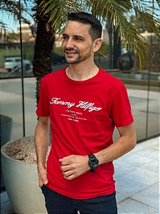 Camiseta Tommy Hilfiger Slim Fit Established 1985 New York Vermelha