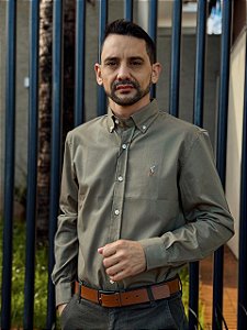Camisa Ralph Lauren Manga Longa Oxford Verde Oliva Pony Colorido