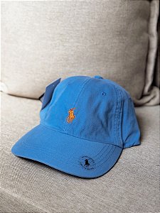 Boné Ralph Lauren Classic Azul Céu Pony Laranja