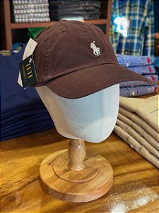Boné Ralph Lauren Classic Marrom Pony Branco