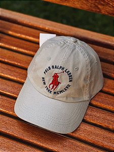 Boné Ralph Lauren Red Big Pony Cinza Claro