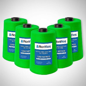DUPLICADO - Linha para Costurar Sacaria Colorida Cone 200g Cx c/ 10 cones VERDE = 2kg