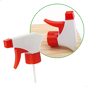 Válvula Gatilho Borrifador Spray Jato BRANCA/VERMELHA rosca 28mm R28/410 (10un) (CH/WK/BCOVERM28)