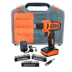 Parafusadeira/Furadeira 3/8'' Bateria 12V Li-Ion com Maleta e 31 Acessórios Black+Decker LD12SC-BR