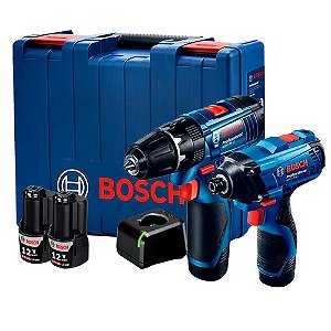 Combo Parafusadeira Furadeira GSR 120-LI + Parafusadeira Chave de Impacto GDR 120-LI 12V 2 Baterias 2.0Ah Bivolt Bosch