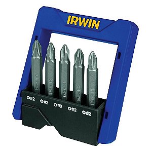 Jogo de Ponteiras Power Bits Ph2 50mm 5 Peças com Estojo Irwin 1865323