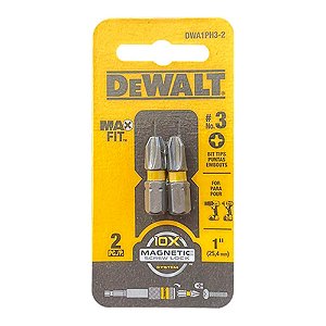 Ponteira Bits Phillips PH3 #3 MaxFit 25mm 2 peças Dewalt DWA1PH3-2