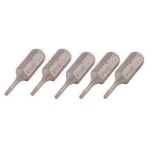 Bits Ponteiras Torx T8 Hexalobular 1/4''  25mm 5 Peças Vonder