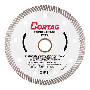 Disco Diamantado para Porcelanato e Cerâmica Turbo 110mm x 20mm Cortag 60863