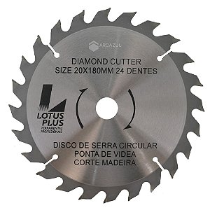 Disco Lâmina de Serra Circular para Madeira 180mm x 20mm 24 Dentes Lotus 8658