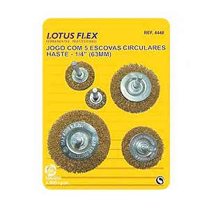 Jogo de Escova Circular 1/4'' com 5 Peças Lotus 4448