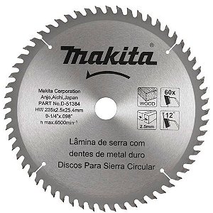 Disco Lâmina de Serra Circular Vídea para Madeira  9.1/4'' 235mm x 25mm x 60 Dentes Makita