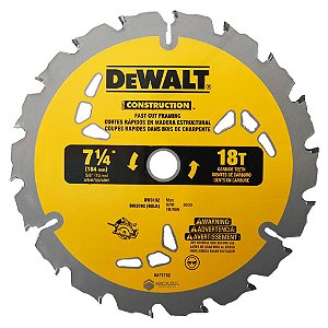 Disco Lâmina de Serra Circular para Madeira 7.1/4 Polegadas 184mm x 16mm x 18 Dentes Dewalt DW3192