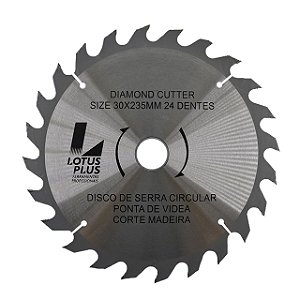 Disco Lâmina de Serra Vídea para Madeira 9.1/4" 235mm x 30mm x 24 Dentes Lotus 3193