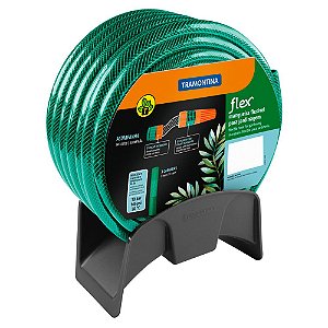 Mangueira Flex Pvc para Jardim 20m com Suporte e Engates para Jardim Verde PVC Tramontina