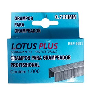Grampo para Grampeador Profissional 8mm 1000un  Lotus 6691