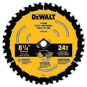 Disco Lâmina de Serra Circular para Madeira 8.1/4" 210mm x 16mm x 24 Dentes Carboreto Dewalt DWA181424