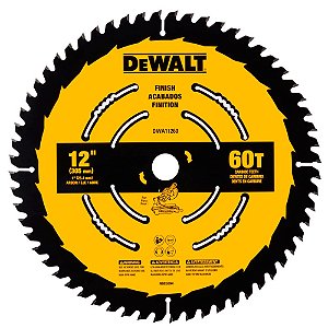 Disco Lâmina de Serra Esquadria para Madeira 12 Polegadas 305mm x 25,4mm x 60 Dentes Carboreto Dewalt DWA11260