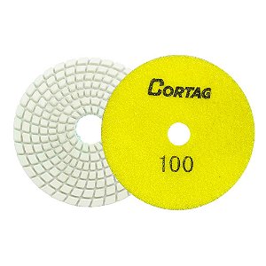 Disco Diamantado Polimento Brilho D'água com Velcro Grão 100 x 100mm Cortag 62146