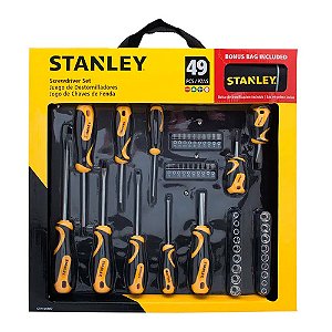 Jogo de Chave de Fenda Ponteiras e Soquetes com Bolsa de Nylon Stanley 49 Peças STHT70887M