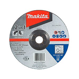 Disco Abrasivo 2 em 1 de Corte e Desbaste 180mm x 4mm x 22.23mm Makita B-21250