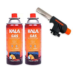 Kit Maçarico Auto Ignição Lotus + 2 Refis de Gás Kala 420ml