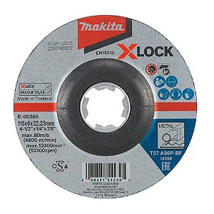 Disco de Desbaste X-Lock para Metal 115mm x 6 x 22.23mm Makita E-00365