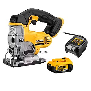 Kit Serra Tico-Tico à Bateria 20V 4Ah Carregador Bivolt Dewalt DCS331