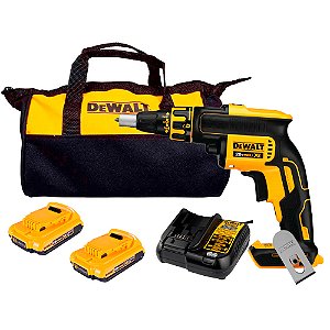 Kit Parafusadeira Drywall 1/4'' Brushless 2 Baterias 20V 2.0Ah MAX* Íon de Lítio Bolsa de Transporte Dewalt