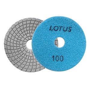 Disco Diamantado Polimento Brilho D'água com Velcro Grão 100 x 100mm Lotus 2318